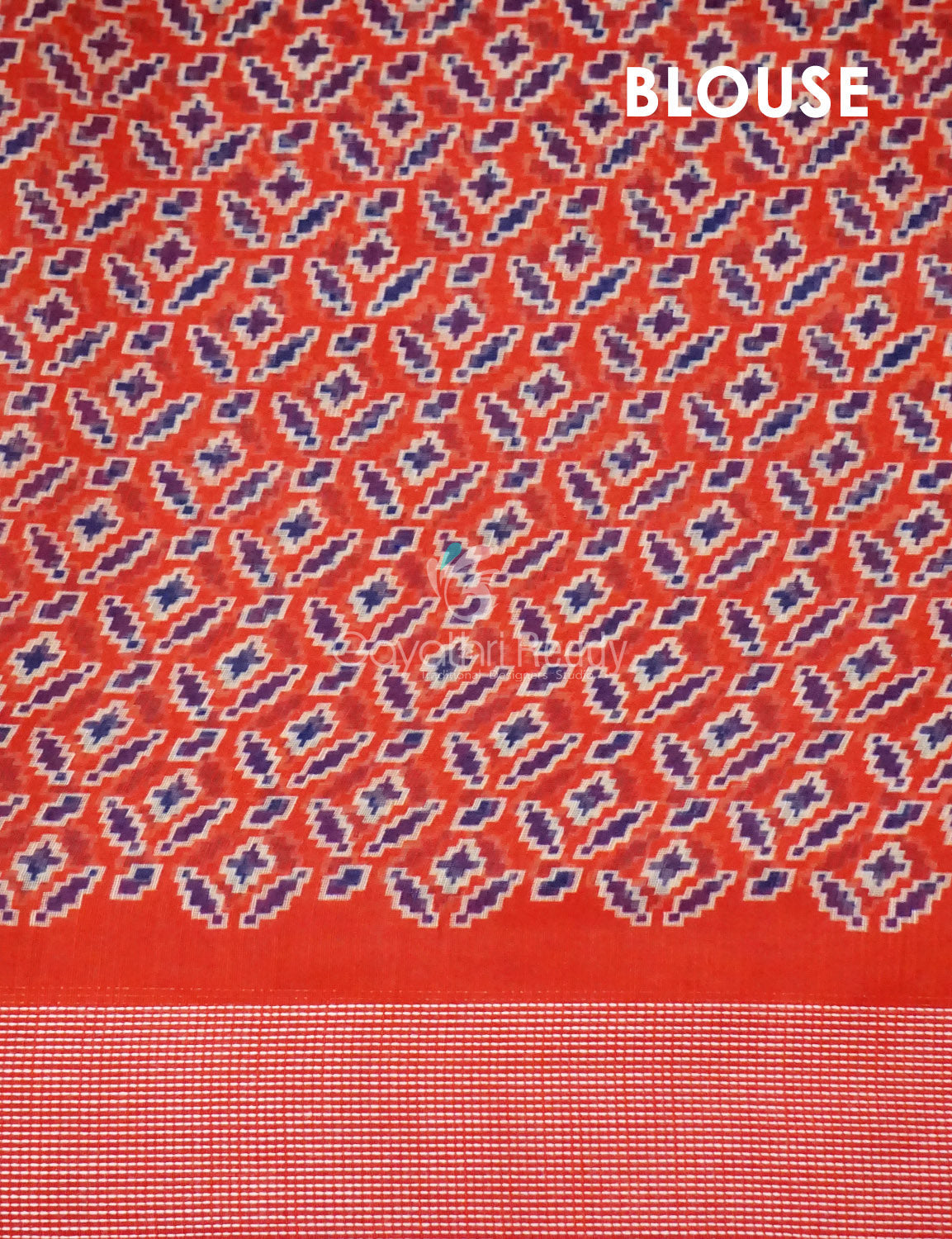 Shades Of Navy Blue And Red Patola Print Semi Chanderi Saree By Gayathri Reddy Designer Studio