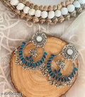 Tehzeeb Creations Women's Silver Plated Blue Meenakari Earrings