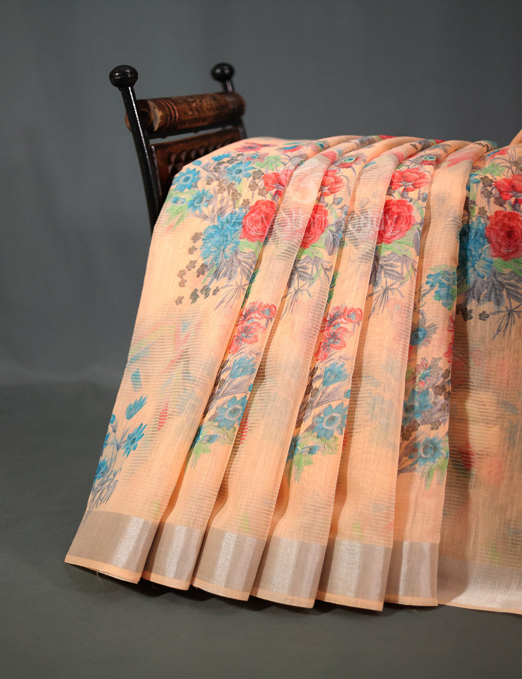 Shades of Light Peach Colour Print Semi Chanderi Saree By Gayathri Reddy Designer Studio