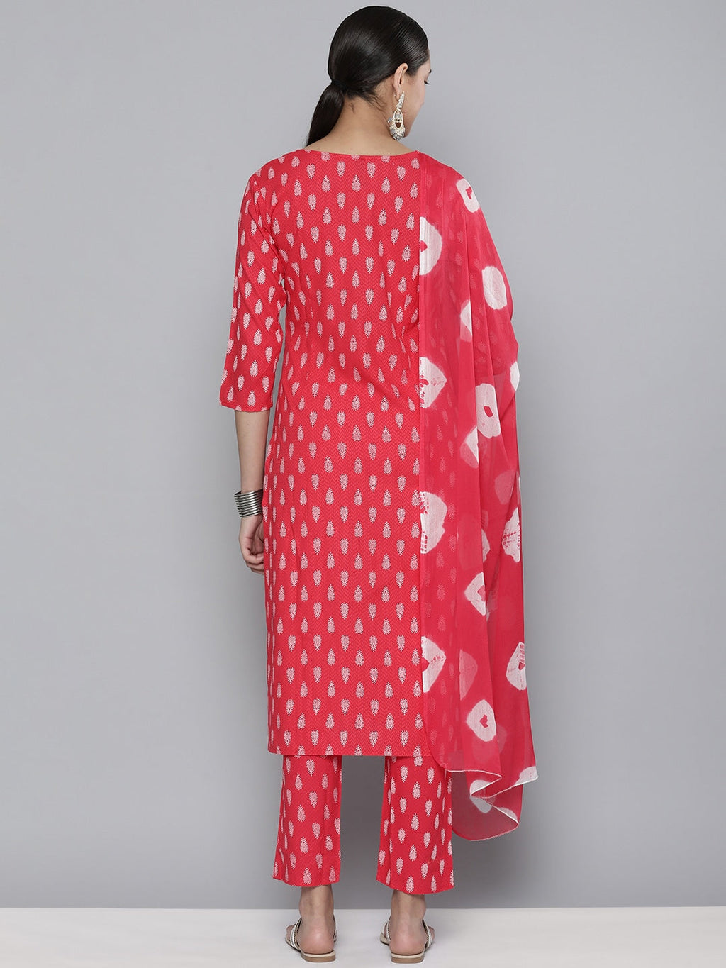 HERE&NOW Women Embroidered Yoke Design Sequinned Kurta with Trousers & With Dupatta
