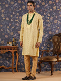 House of Pataudi Ethnic Motifs Embroidered Mandarin Collar Straight Kurta With Churidar