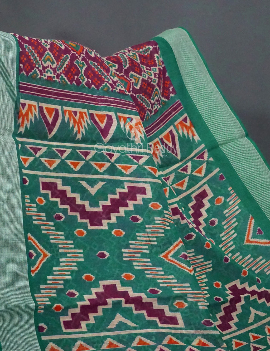 Combination Of Jamuni Colour With Patola Print Semi Chanderi Saree With Contrast Blouse By Gayathri Reddy Designer Studio