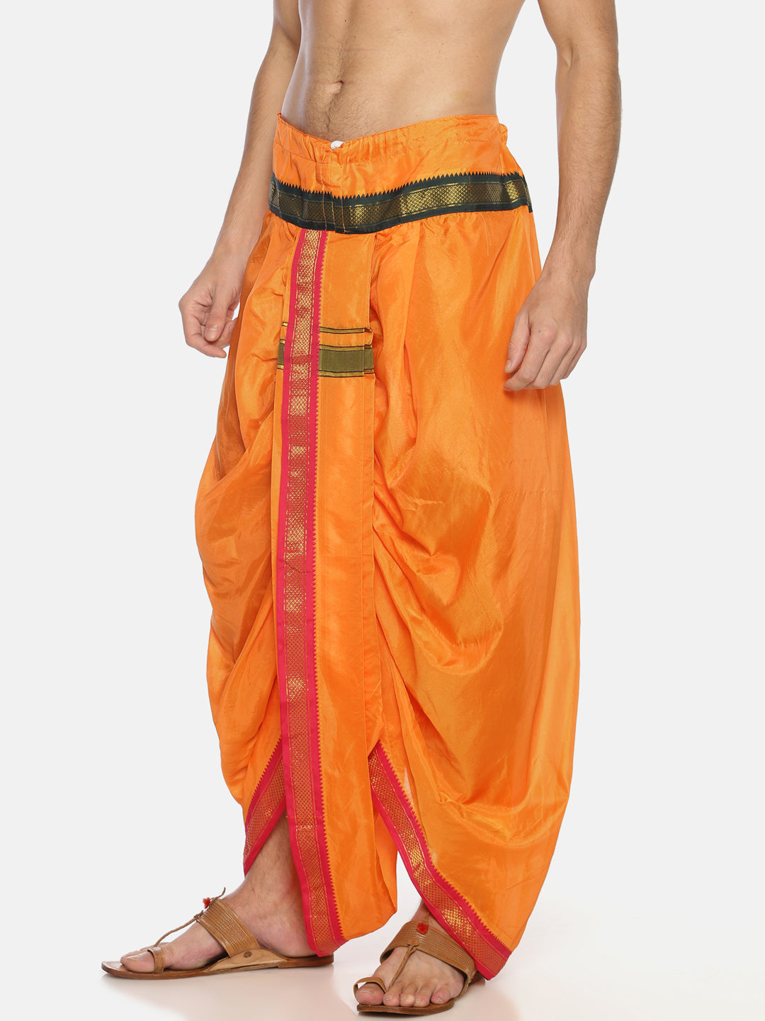 Sethukrishna Men Orange Solid Readymade Dhoti Pant
