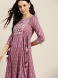 All About You Purple & Silver Ethnic Motifs Gotta Patti Detail Kurta