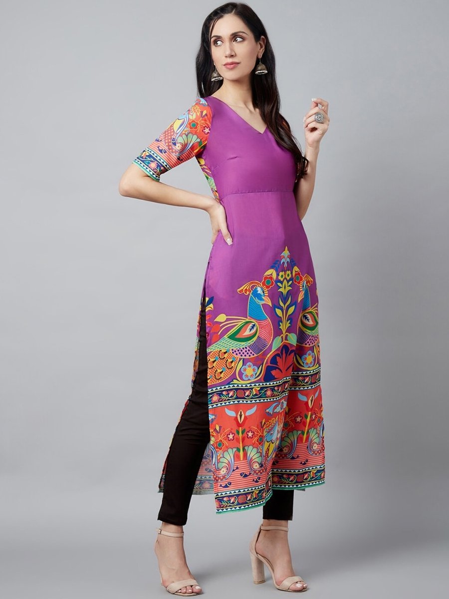 Aks Ethnic Motifs Printed V-Neck Kurta