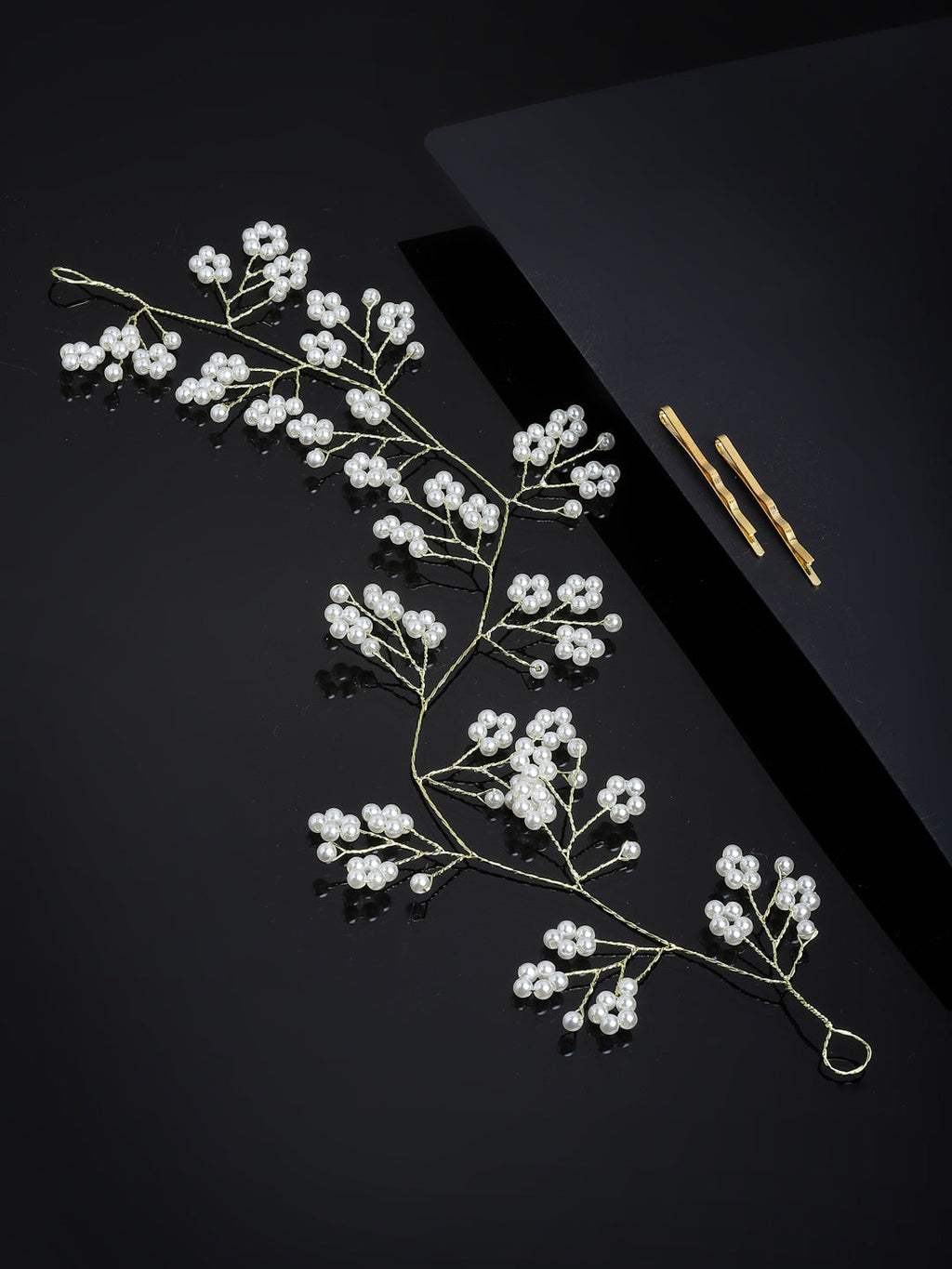 Panash Women Gold-Toned & White Beaded Tiara