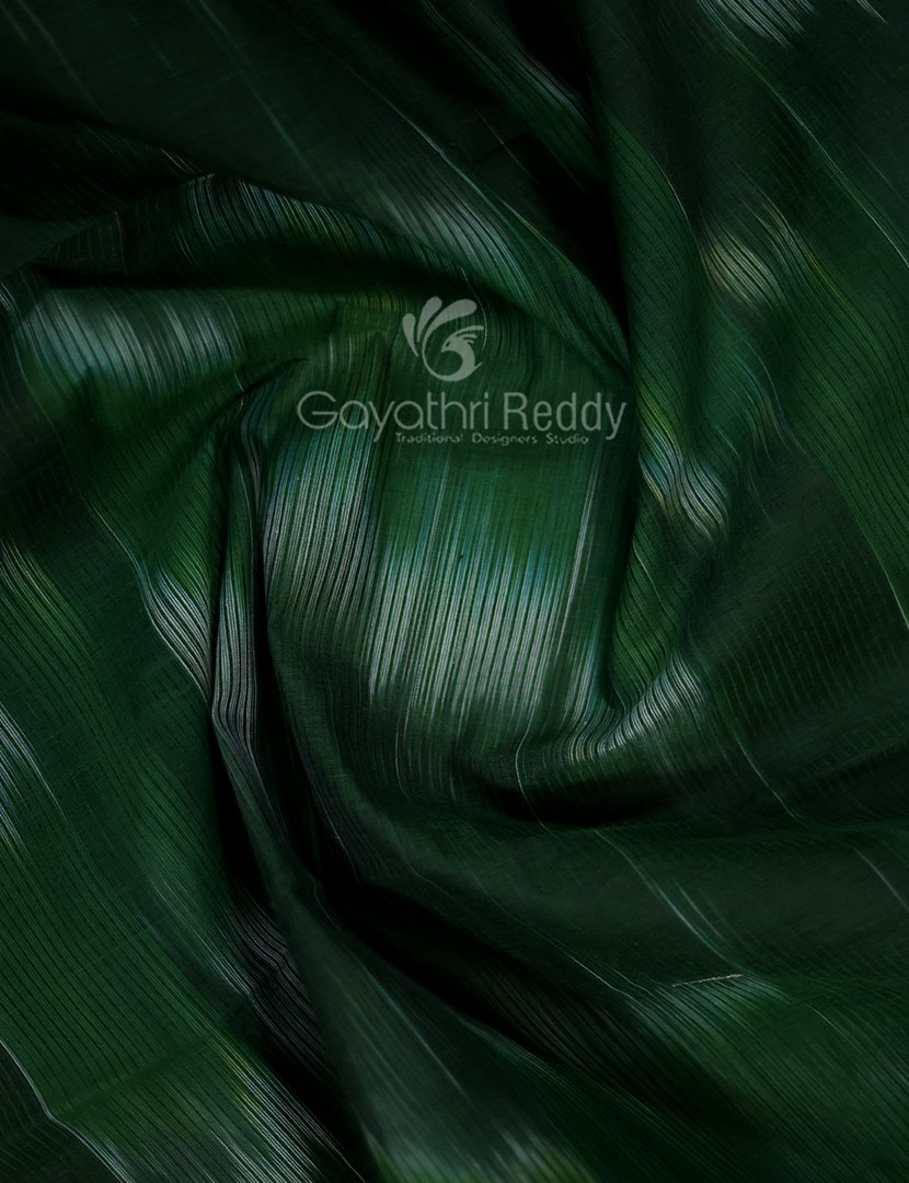 Dual Shades of Mango Green And Maroon Mangalagiri Ikkat Cotton Saree By Gayathri Reddy Designer Studio