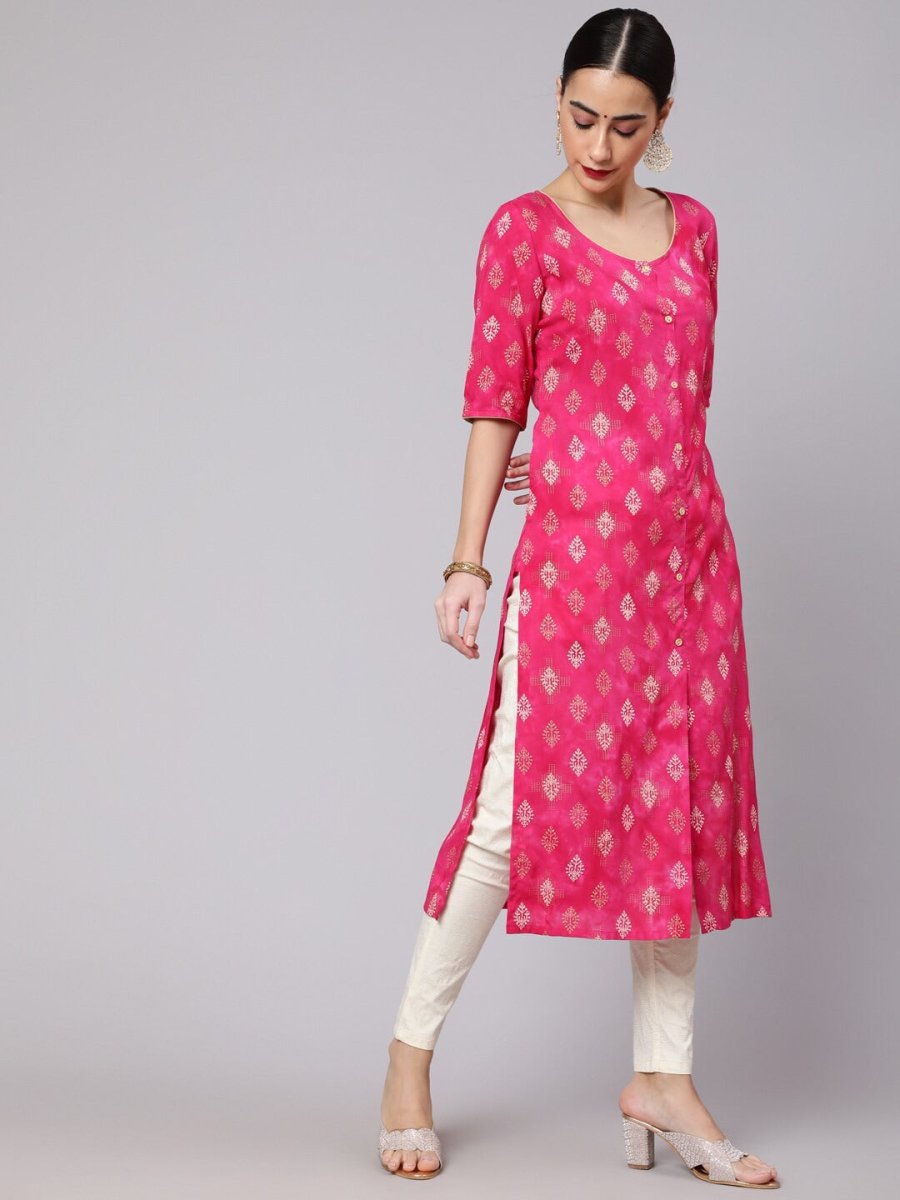 Aks Ethnic Motif Printed Cotton Straight Kurta