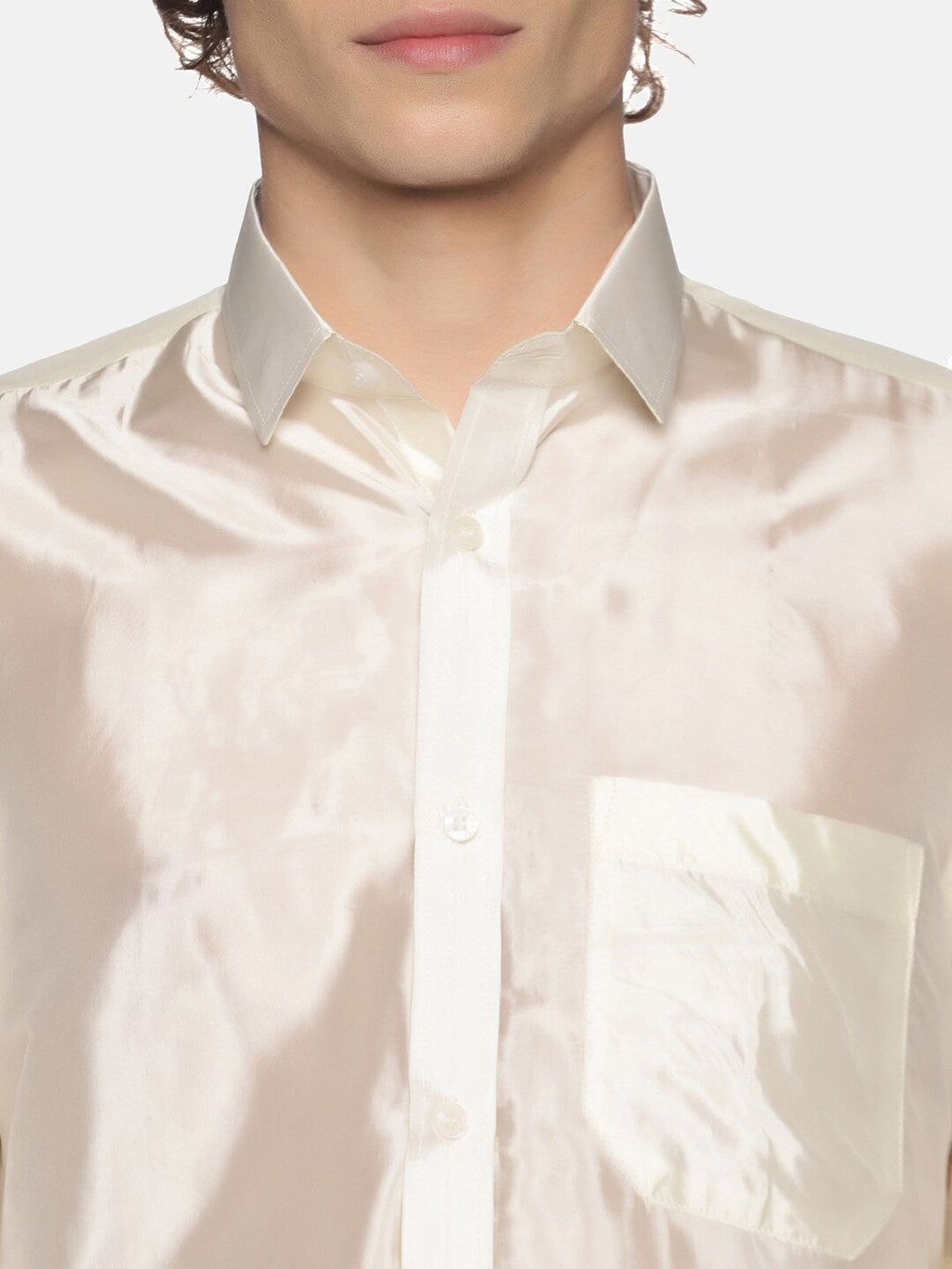 Sethukrishna Men Cream Solid With Angavastram