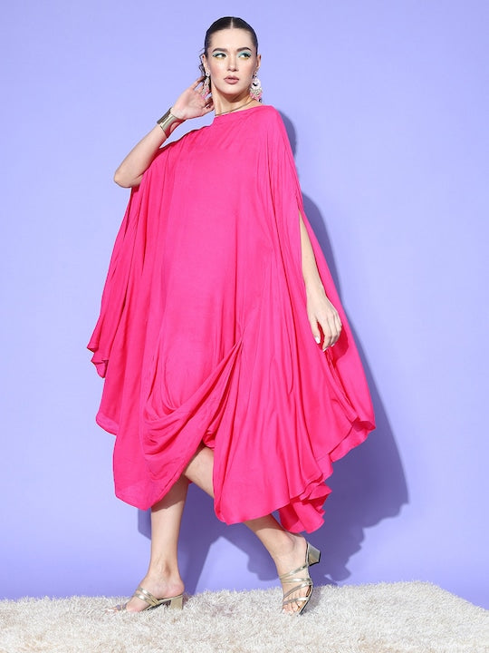 InWeave Fuchsia Rayon Cowel Style Kaftan