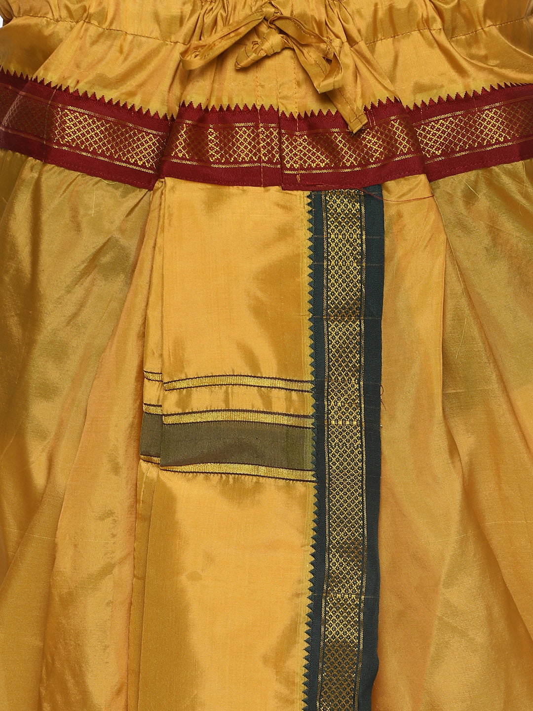 Sethukrishna Men Mustard Yellow Solid Readymade Dhoti Pants With Angavastram