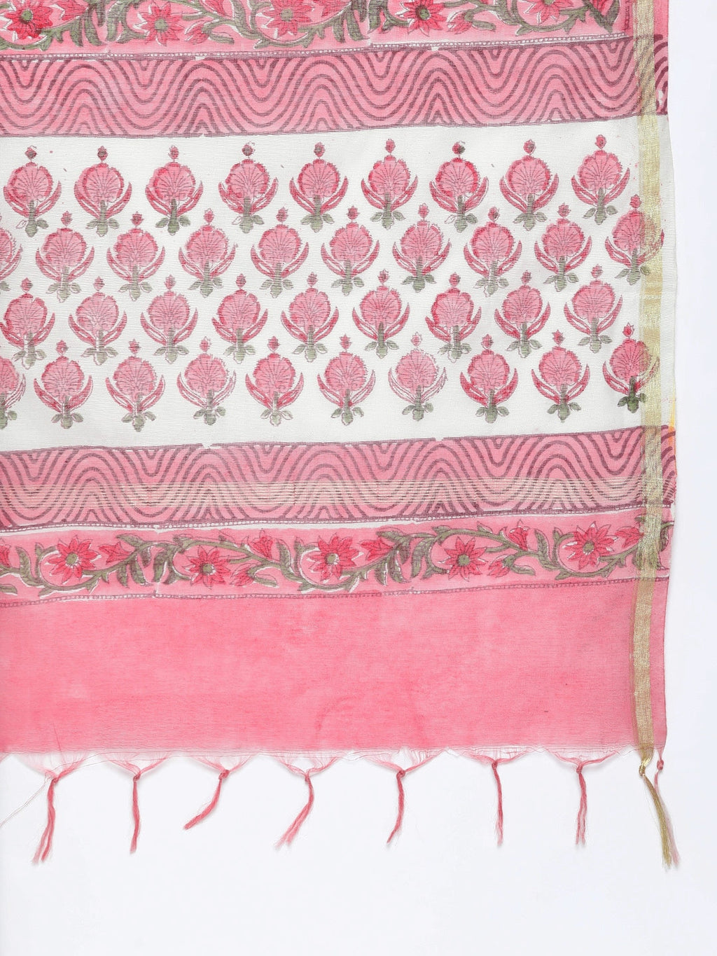 HERE&NOW Women Floral Printed Regular Pure Cotton Kurta with Trousers & With Dupatta