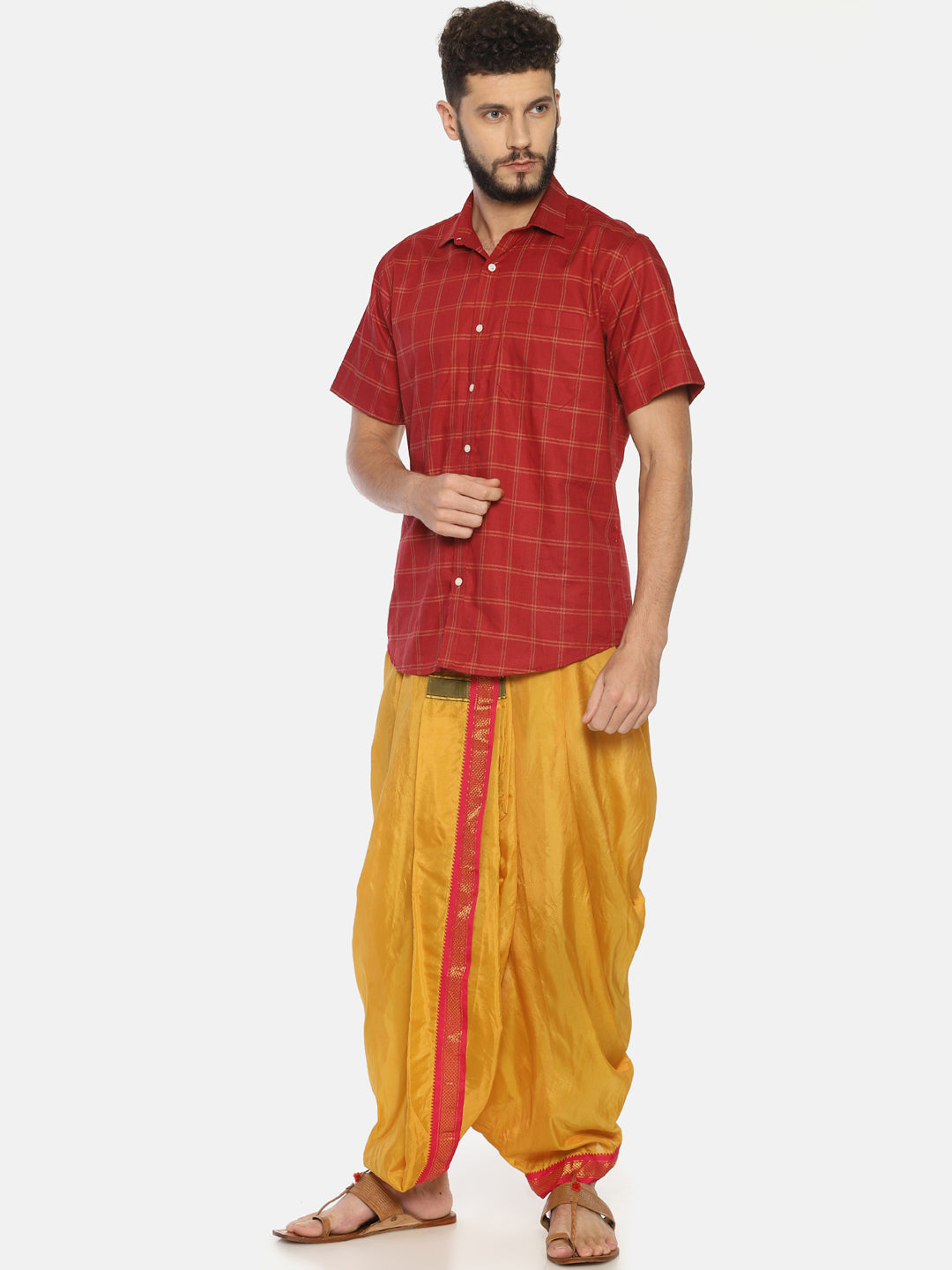 Sethukrishna Mustard Yellow Solid Readymade Dhoti Pant For Men