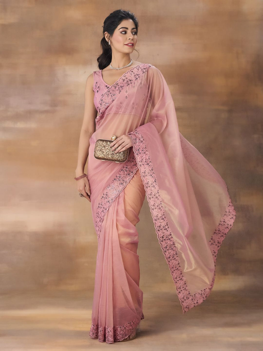 kasee Embroidered Net Saree