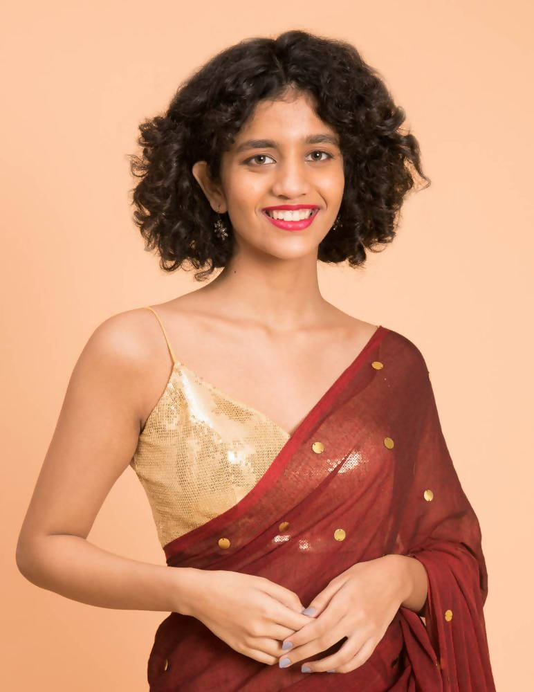 Suta Maroon Embellished Sequinned Pure Cotton Saree
