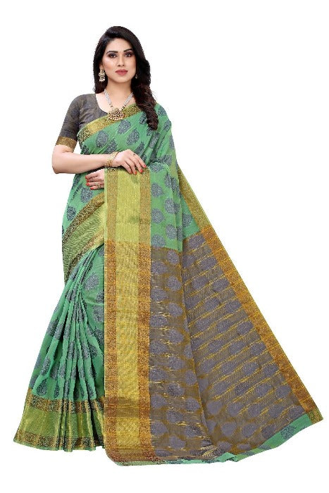 Vamika Green Jari Work Cotton Silk Saree (RIDHIMA GREEN)