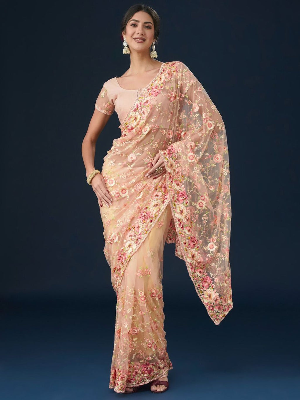 kasee Floral Embroidered Saree