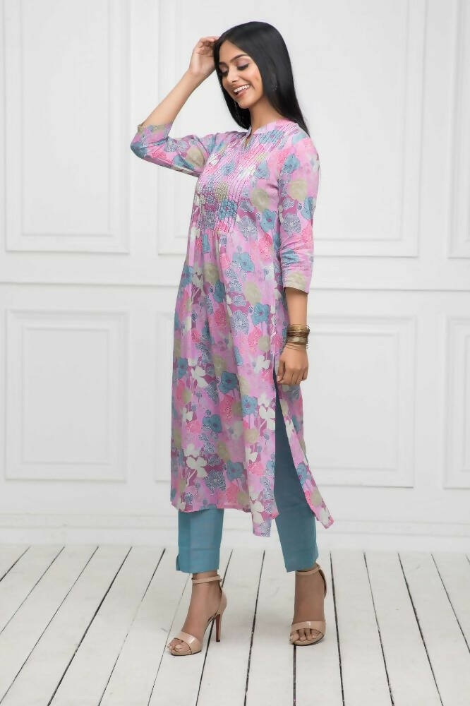 Myshka Women Multi Floral Rayon A-Line Round Neck Kurtas
