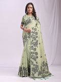 Shree Shyam Fashion Kashira Light Green Linen Cotton Saree