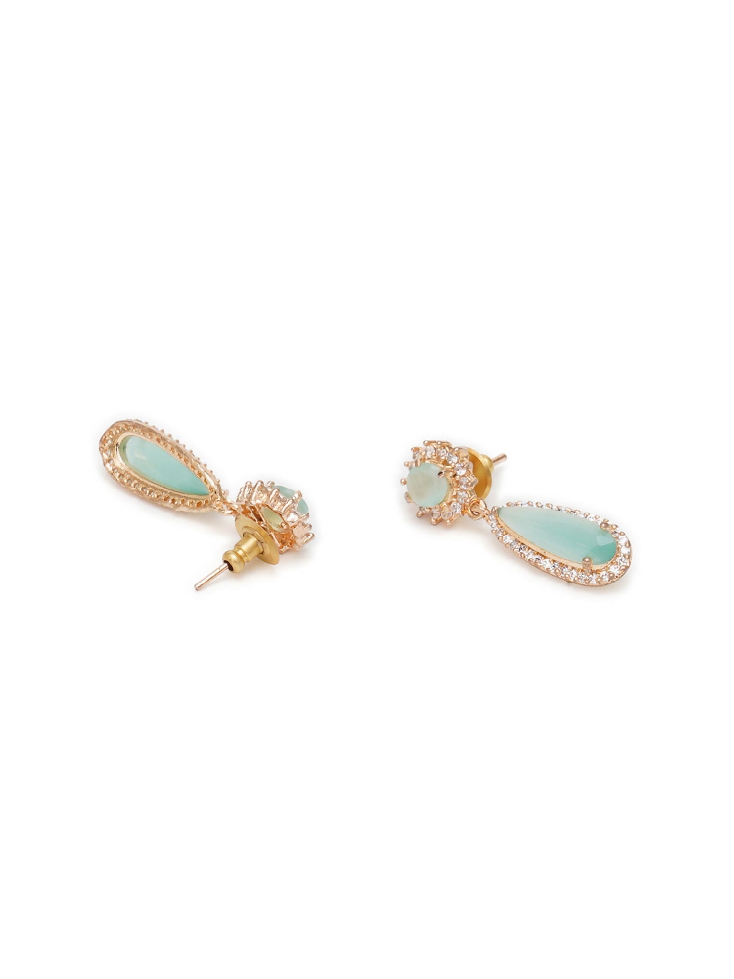 Long kundan earring (Mint green ) - Ruby Raang