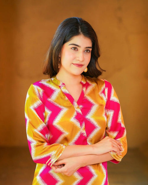 Aayaa Pure Muslin printed Kurti & Pant - Multi Color