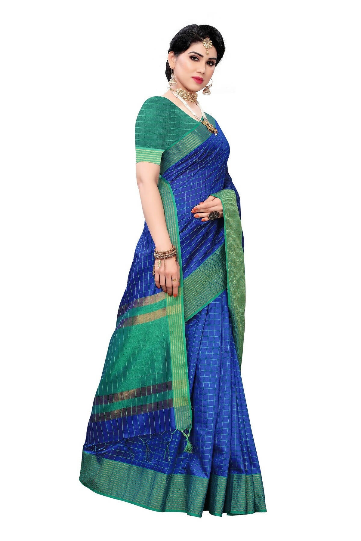 Vamika Blue Cotton Silk Weaving Saree (Manipuri Blue)