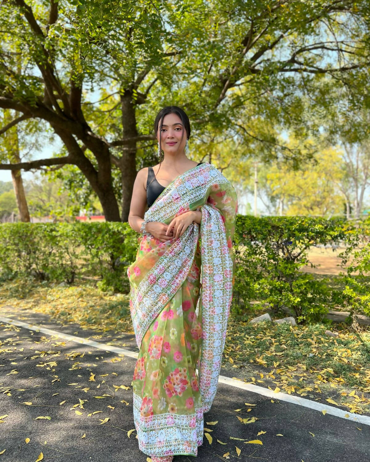Vamsee Green Organza Saree