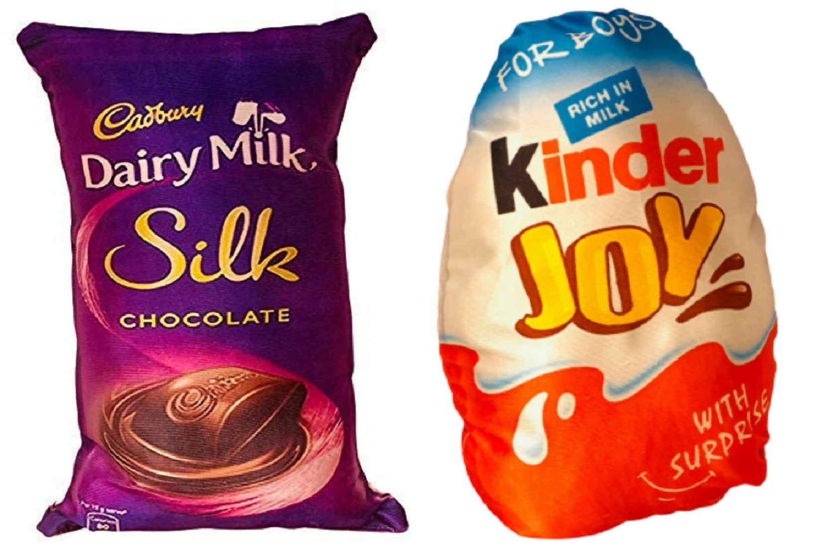 Unique Fashion Pack of 2 Microfibre Filled Reversible Cushion For Kids - Dairy Milk Silk And Kinder Joy