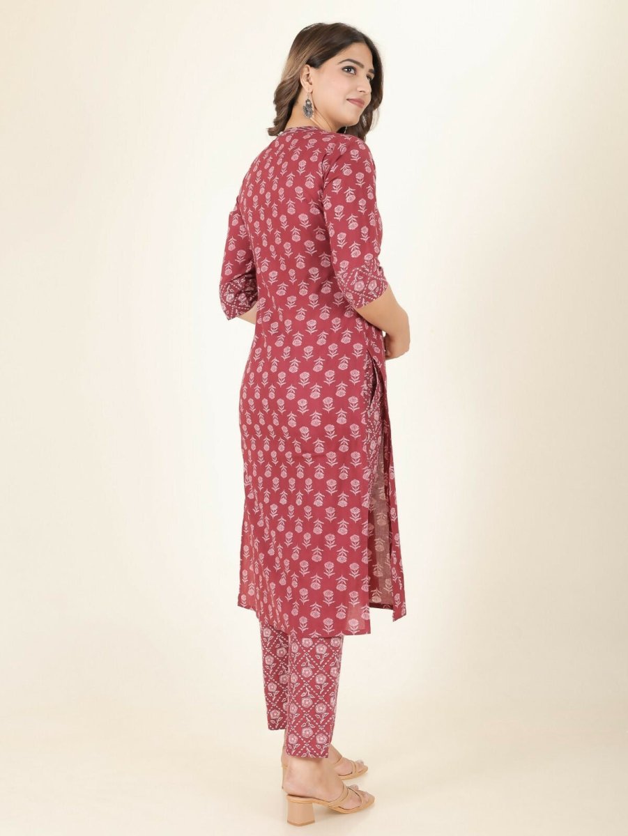 Aramya Straight Soft Cotton Block Print Women's Kurta - Pink