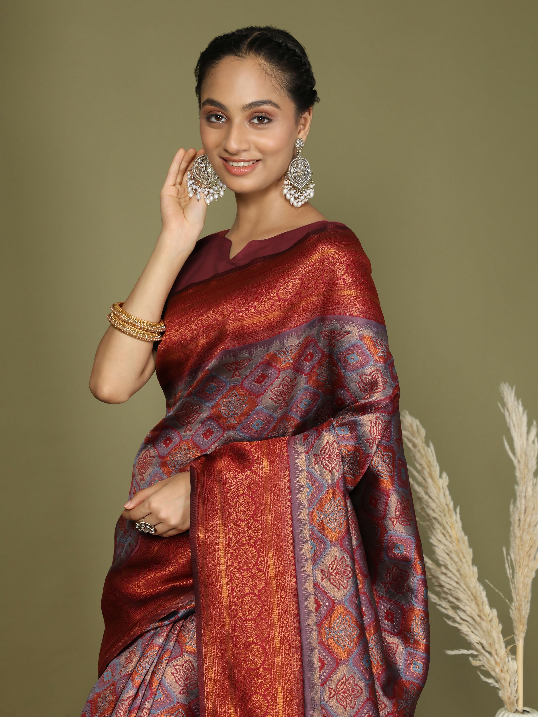 Shree Shyam Fashion Lichi Silk Grey Saree