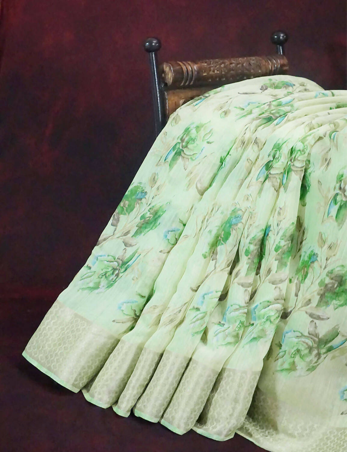 Shades of Green with Floral Design Semi Chanderi Saree By Gayathri Reddy Designer Studio
