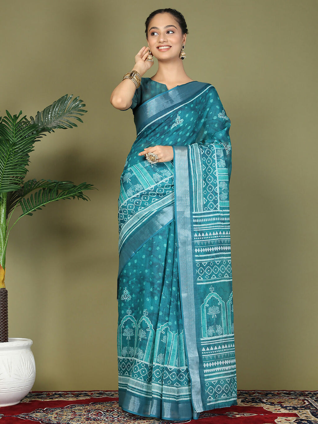 Shree Shyam Fashion Cotton Sea Green Saree