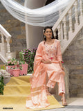 Peach Roman Silk Plain Kurta with Pant & Dupatta - Disha