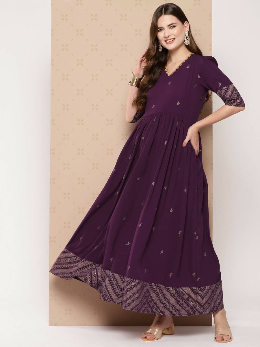 Ahalyaa Women's Traditional wear Ethnic Dress - Burgundy
