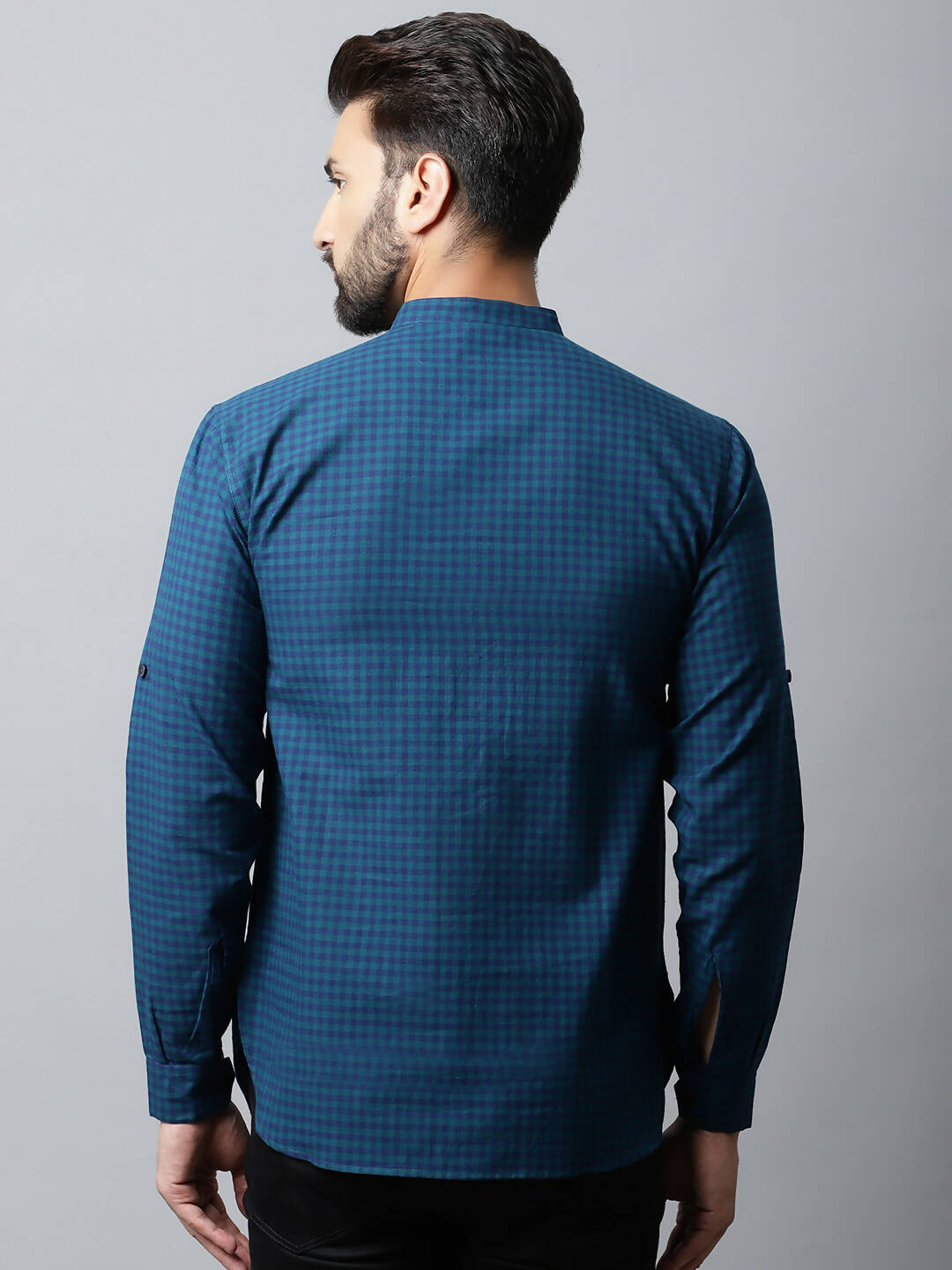 Even Apparels Navy blue Color Pure Cotton Men's Kurta With Side Placket (CHK1056)