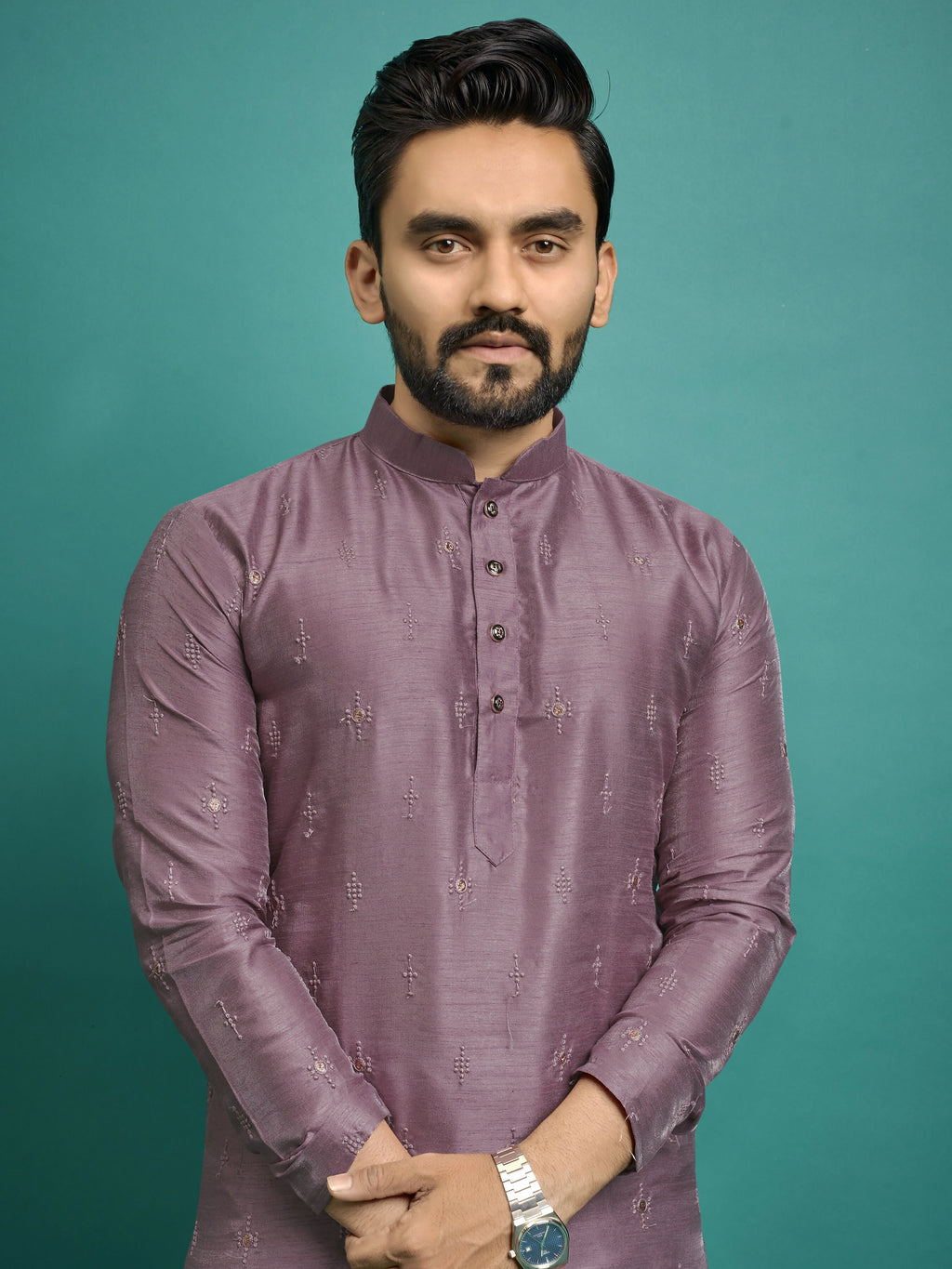 Mens Onion Color Kurta Pajama for Party Wear by Infinity Export