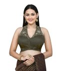 Joban Fashion Women's Dark Green Embroidered Stitched Blouse