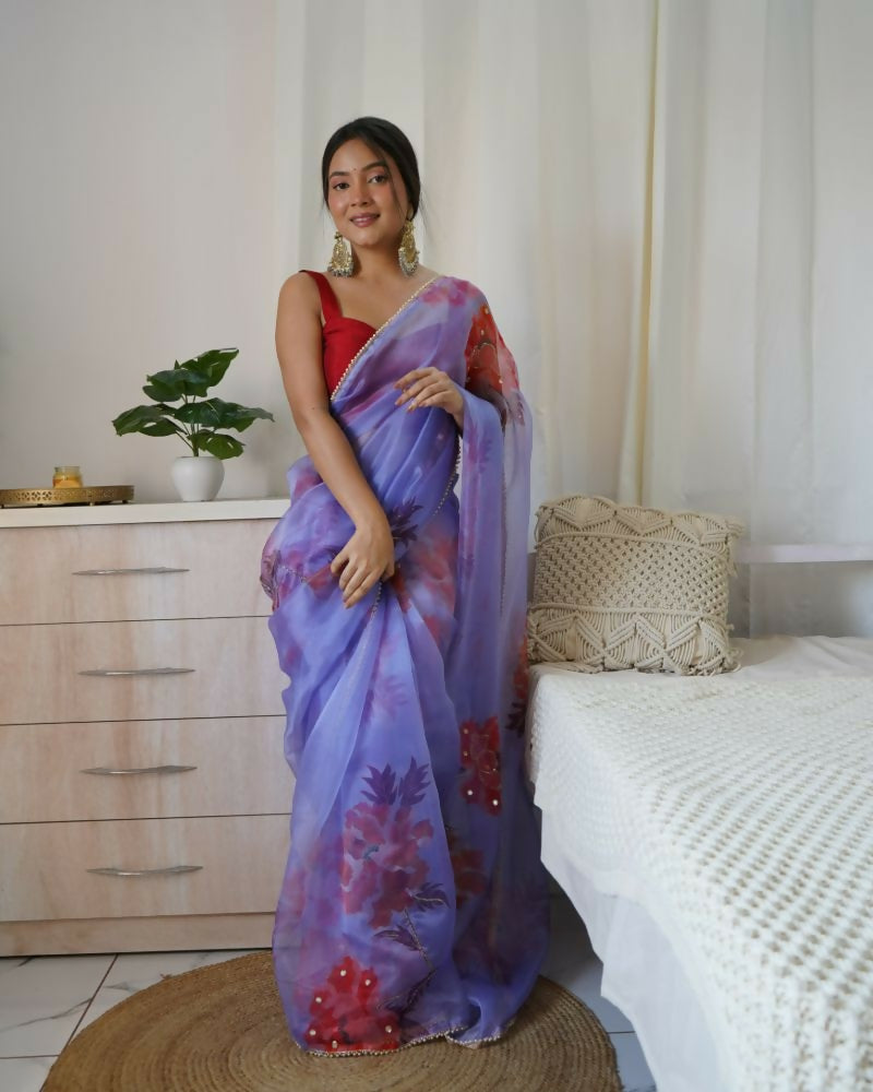 Vamsee Sabhysanchi Purple Organza Saree