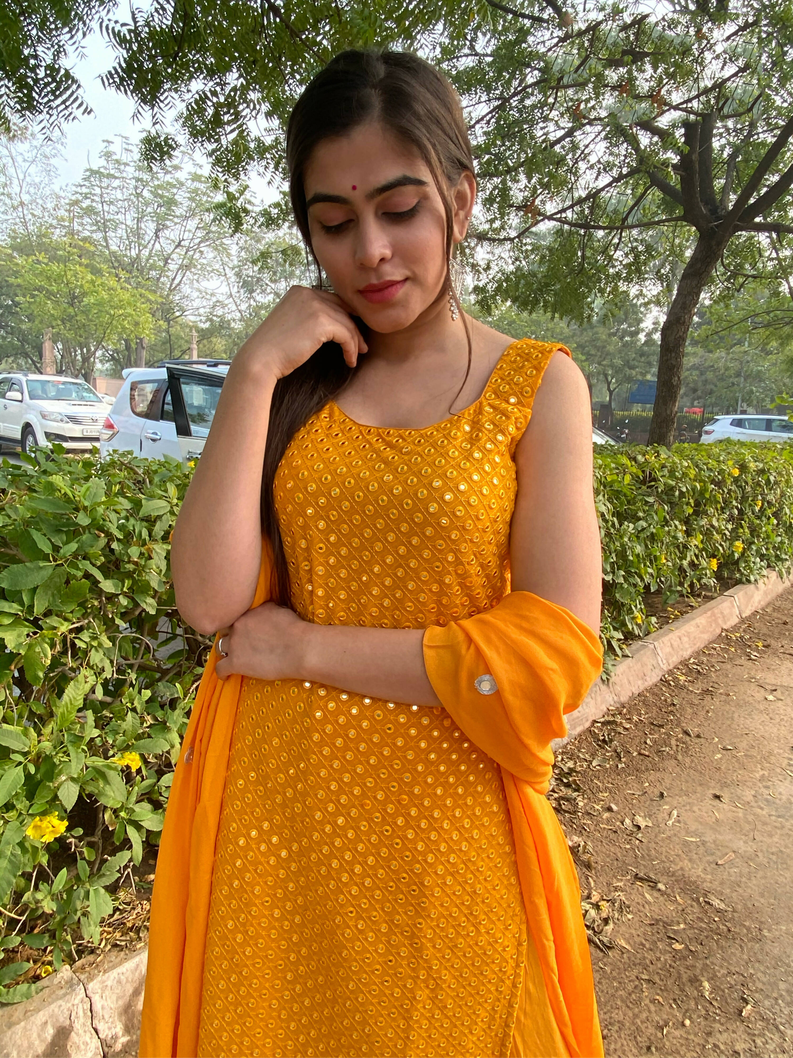 Partywear Designer Yellow Georgette Palazzo Suit - Anbazaar
