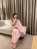 Vamsee Sandhya Pink Georgette Saree