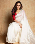DEIANA'S Beautiful Designer Golden zari Soft Cotton Saree - White