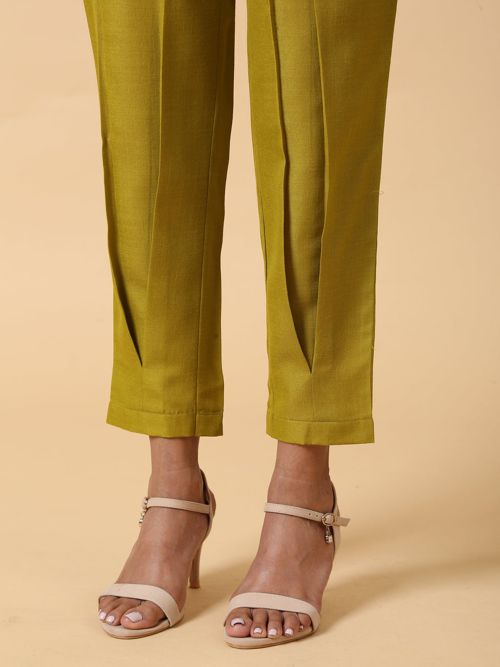 trueBrowns Cotton Linen Lime Green Pleated Co-Ord Set | Relove