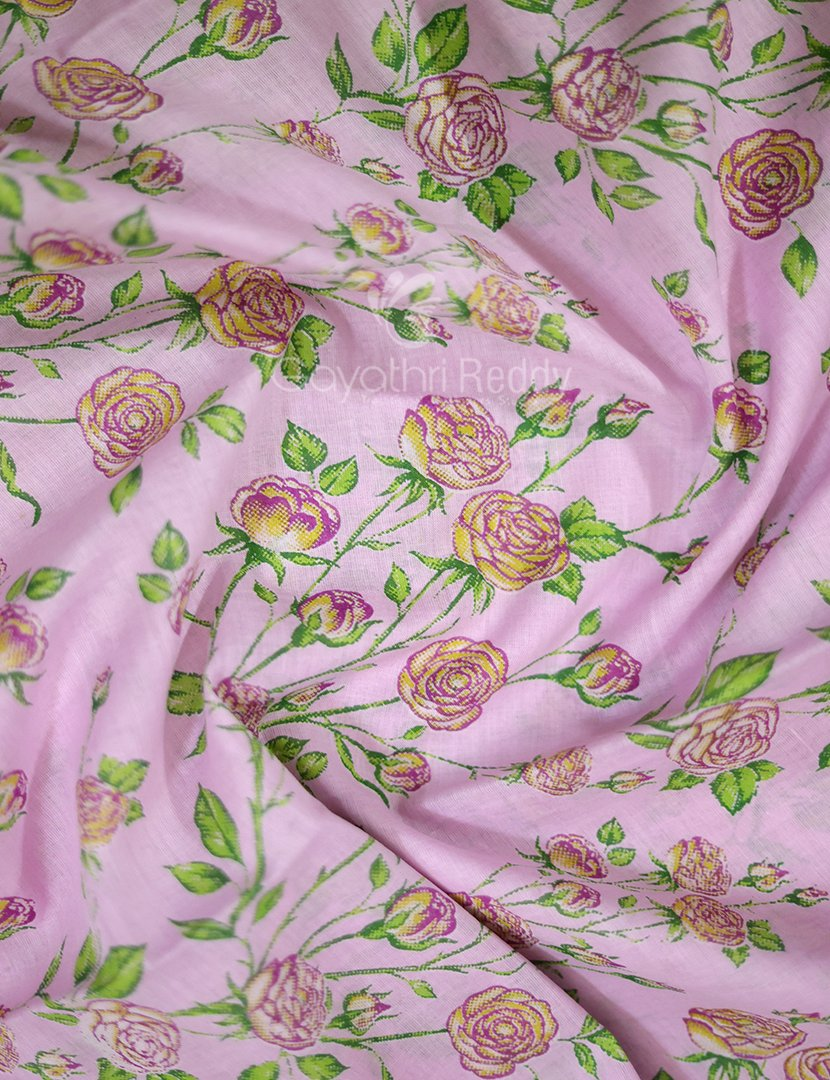 Block Print Baby Pink Dry Mehendi Combo Mulmul Cotton Saree By Gayathri Reddy Designer Studio