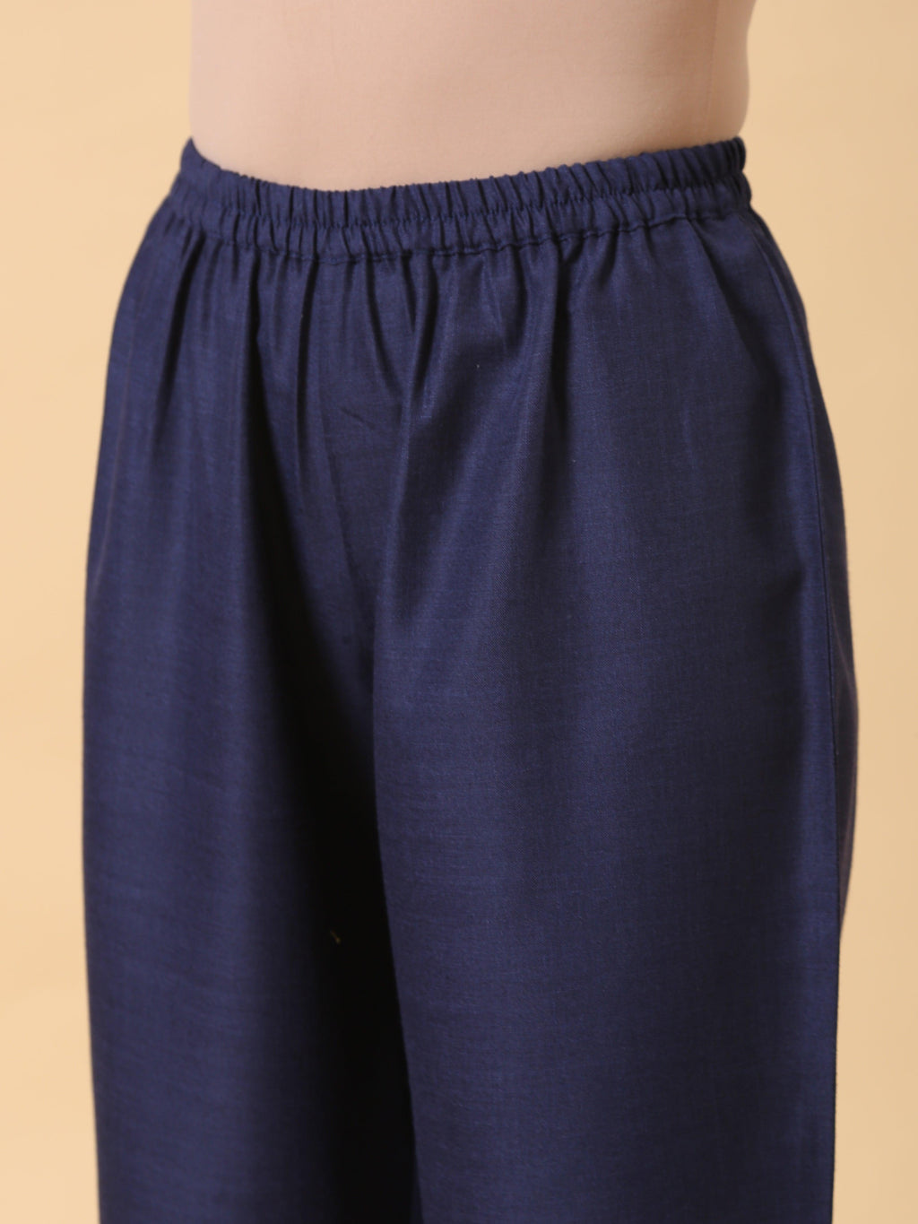 trueBrowns Cotton Linen Dark Blue Kurta Pant Set