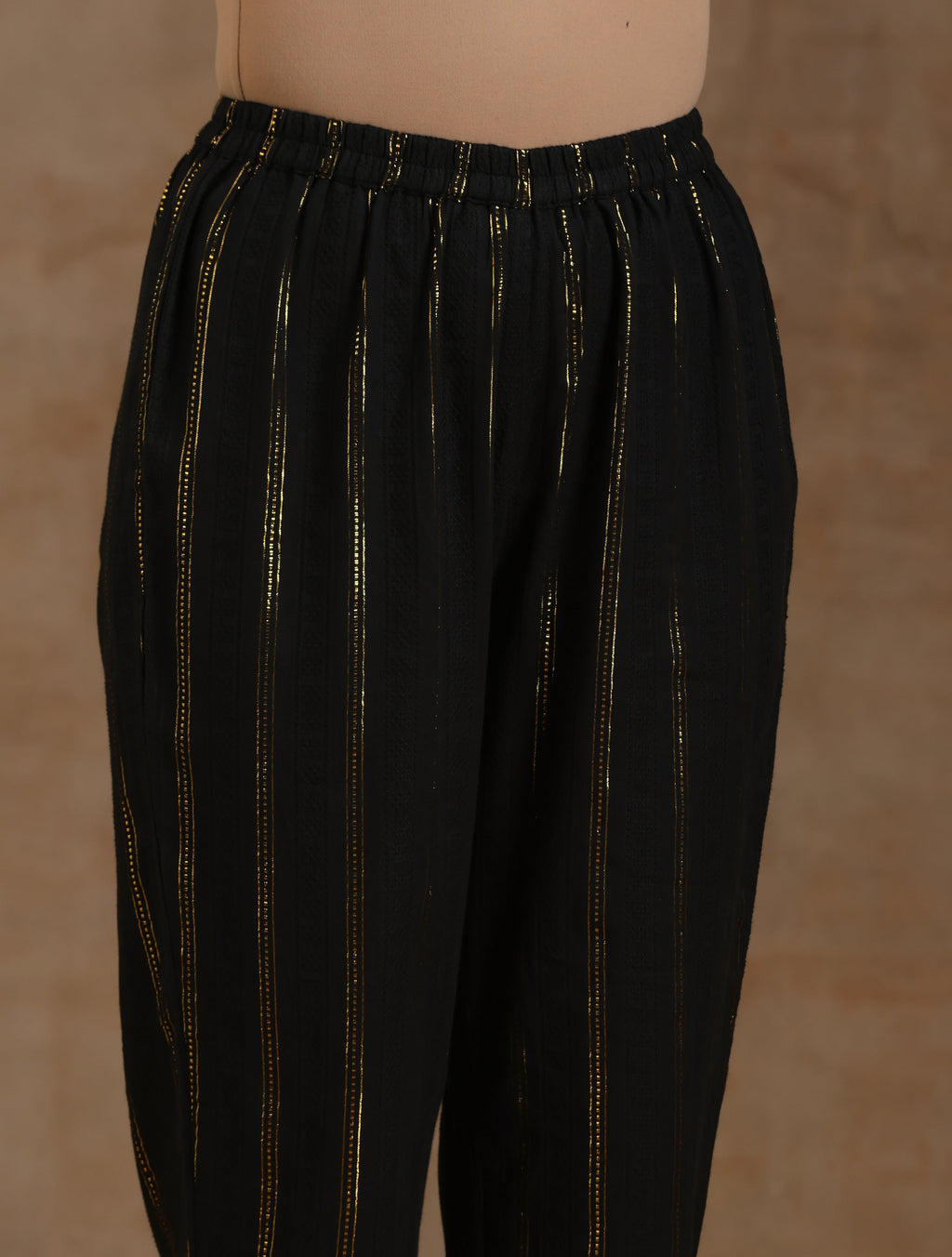 trueBrowns Black Gold Cotton Anarkali Set