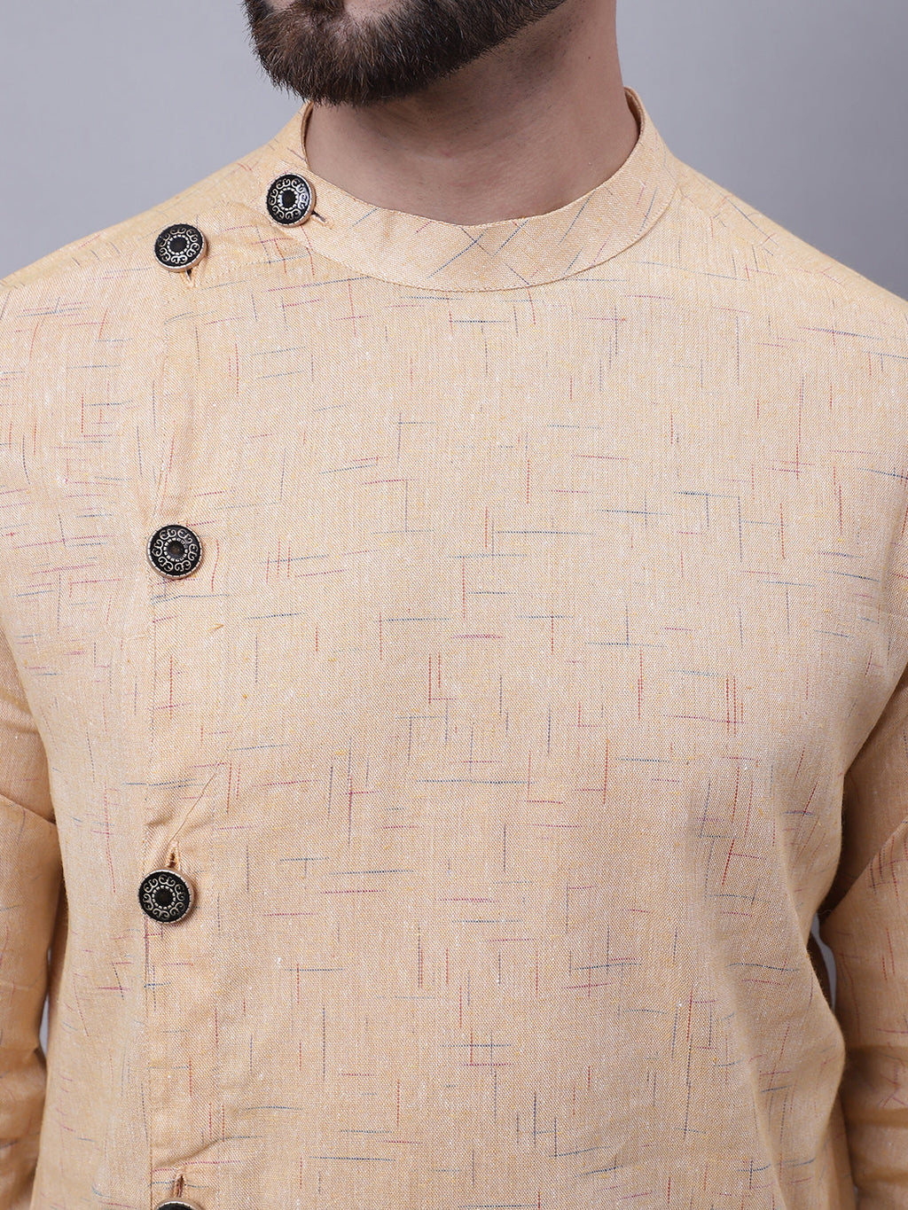 Even Apparels Beige Sherwani Kurta With Asymetrical Cut