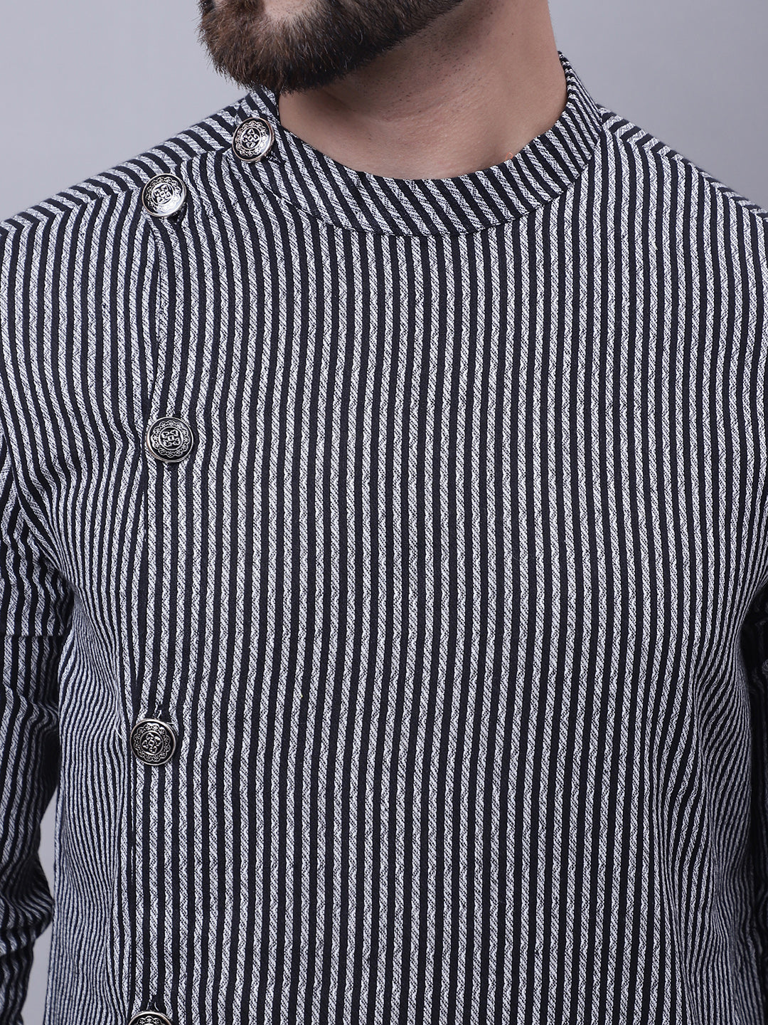 Even Apparels Black Sherwani Kurta With Asymetrical Cut