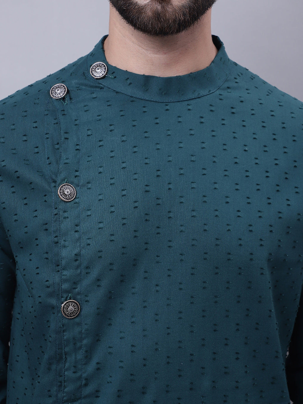 Even Apparels Green Sherwani Kurta With Asymetrical Cut