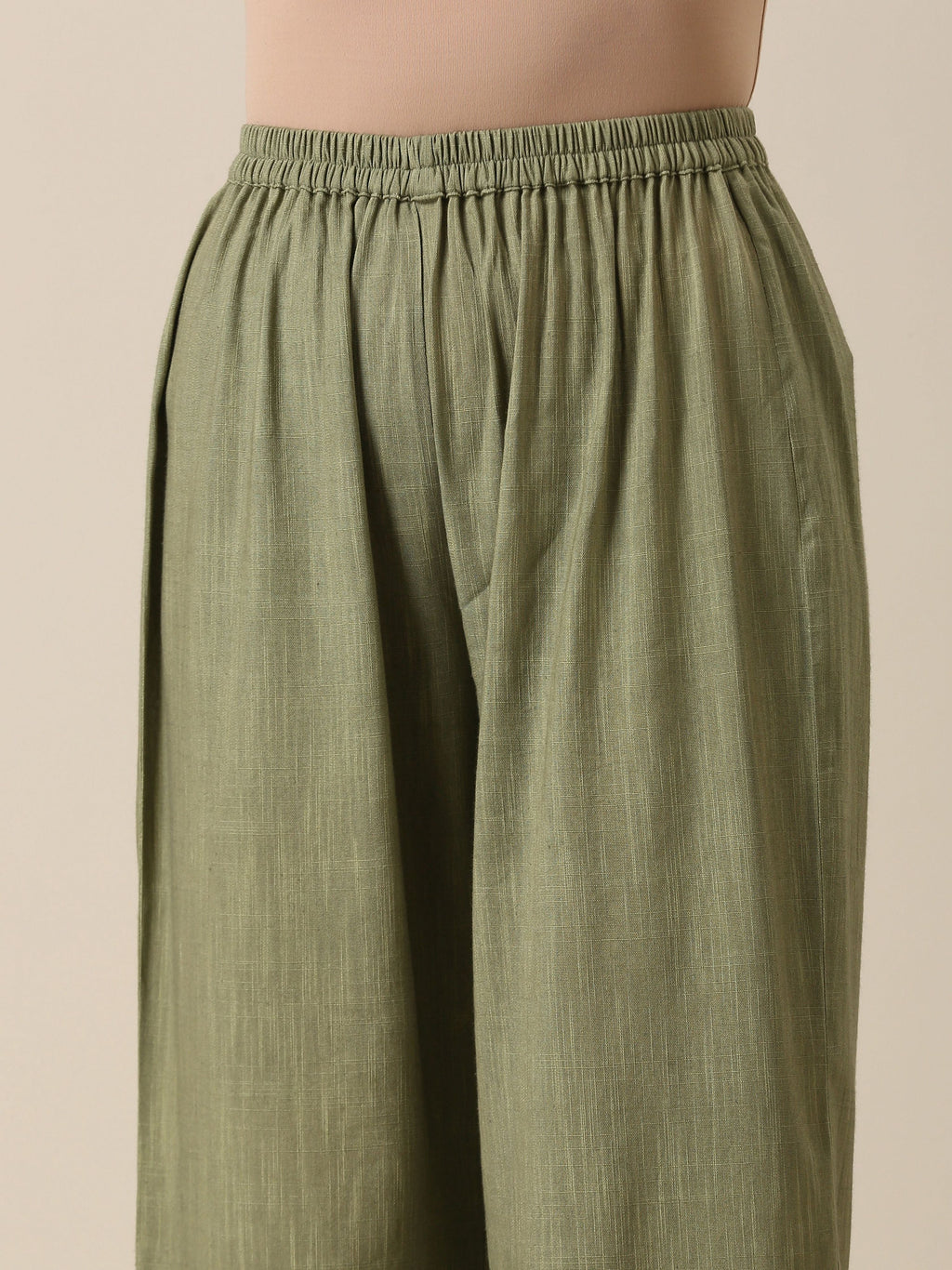 trueBrowns Sage Slub Texture Angrakha Pant Set | Relove