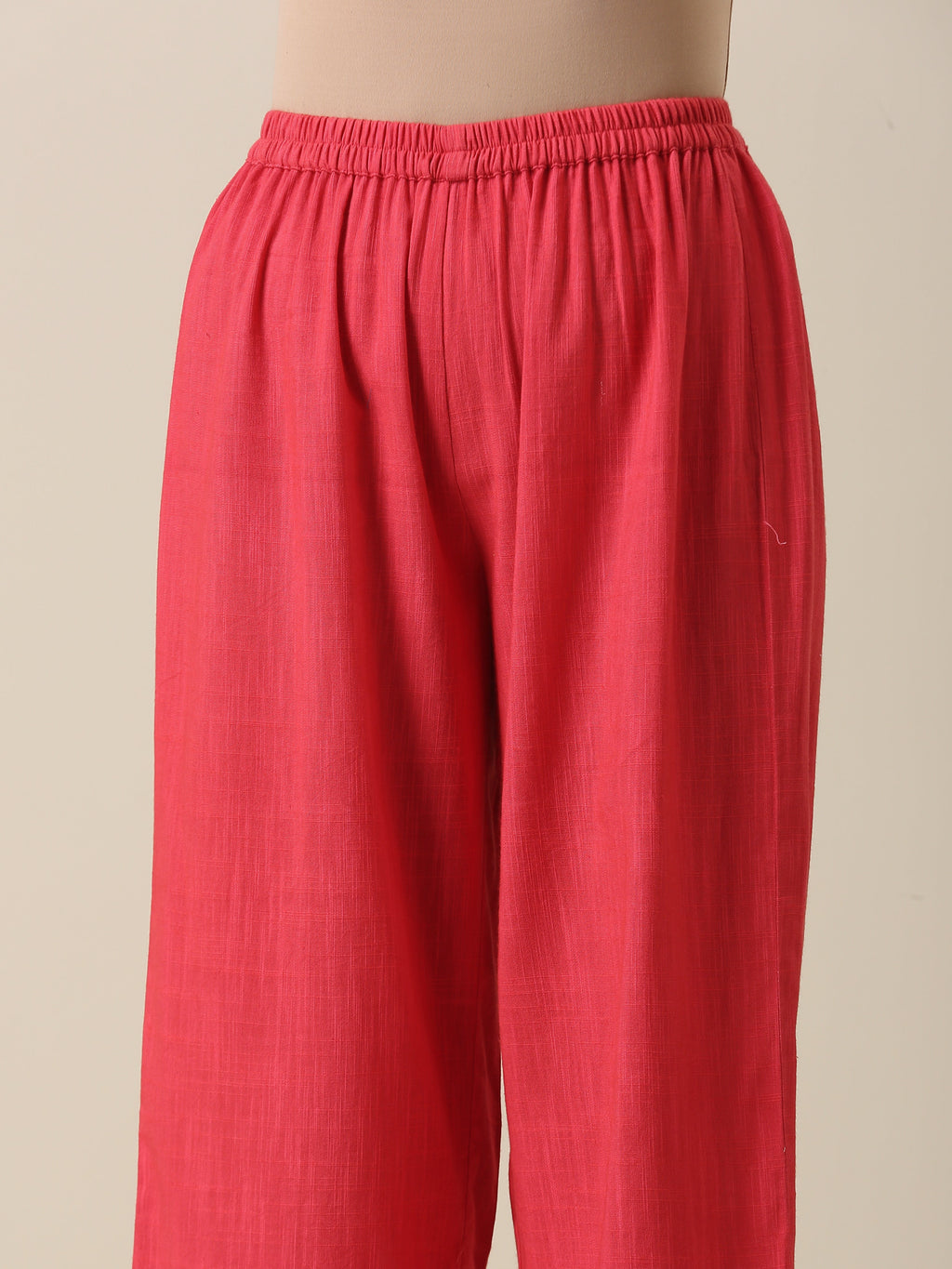 trueBrowns Bright Pink Slub Texture Angrakha Pant Set